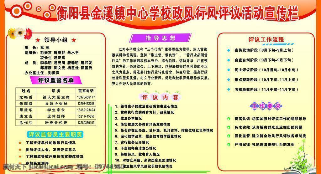 金溪 中心 学校 宣传栏 学校板报 展板模板 金溪中心学校 政风行风活动 矢量 其他展板设计