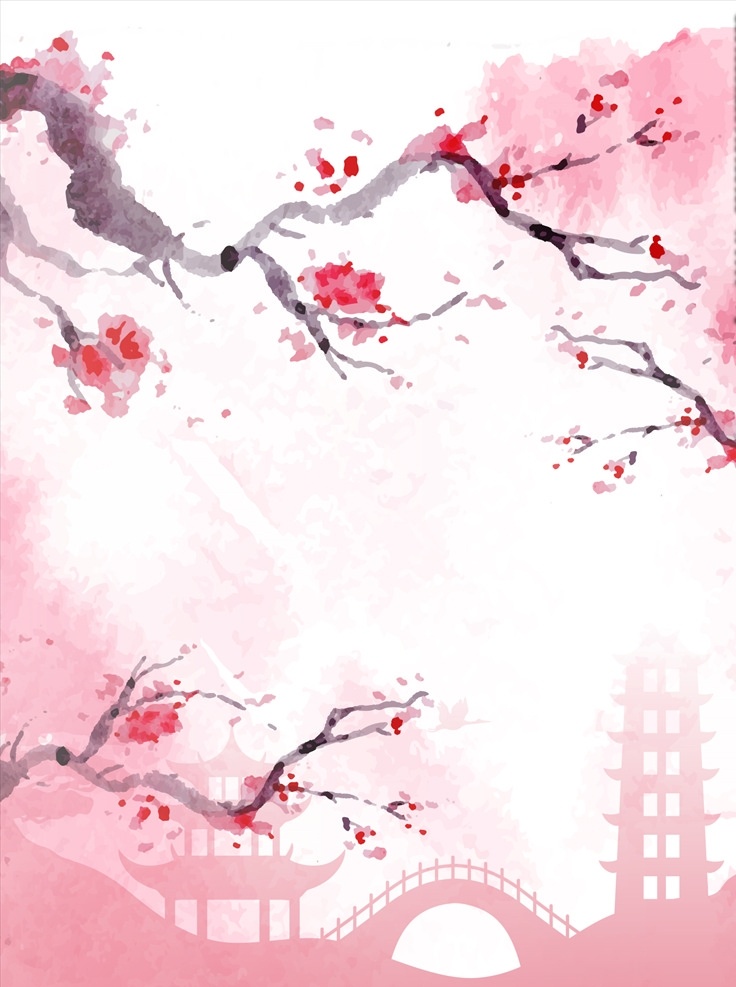唯美 粉色 桃花 背景图片 梅花 背景 夕颜