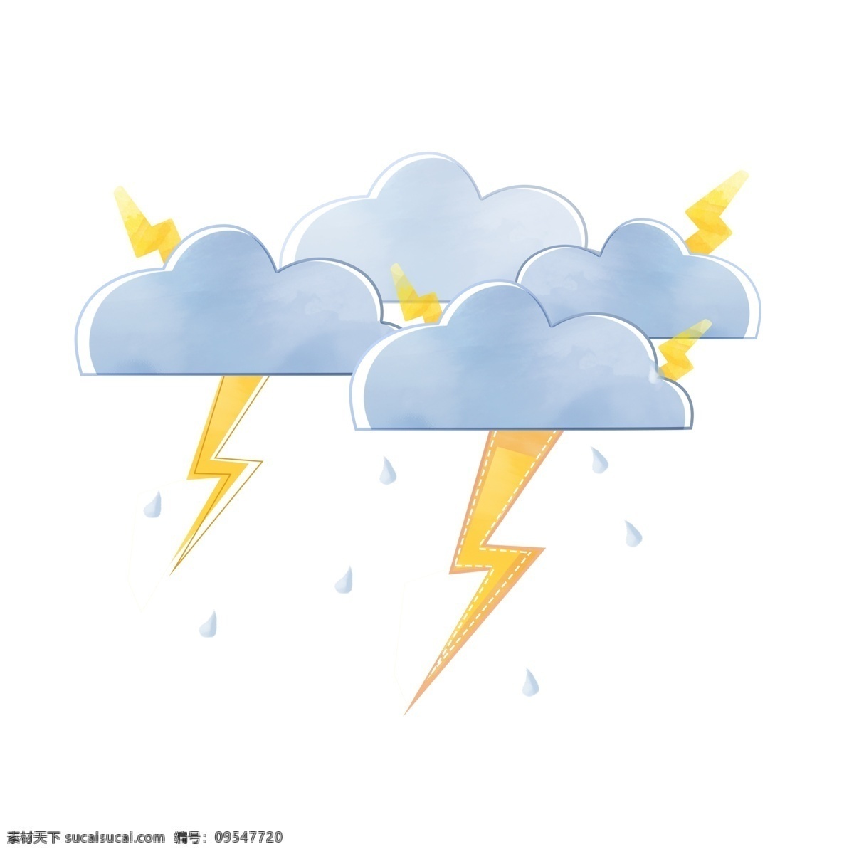 可爱 乌云 爆炸 云 蓝色 闪电 手绘 清新 卡通 云朵 爆炸云 雨 下雨