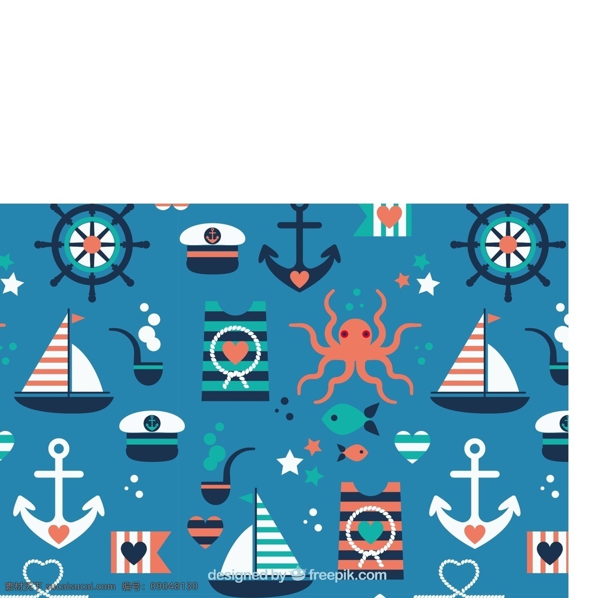可爱 平 以及 元素 模式 背景 海 绳 船 帽子 锚 航海 t恤衫 t恤 海洋 平面设计 无缝模式 章鱼 水手 青色 天蓝色