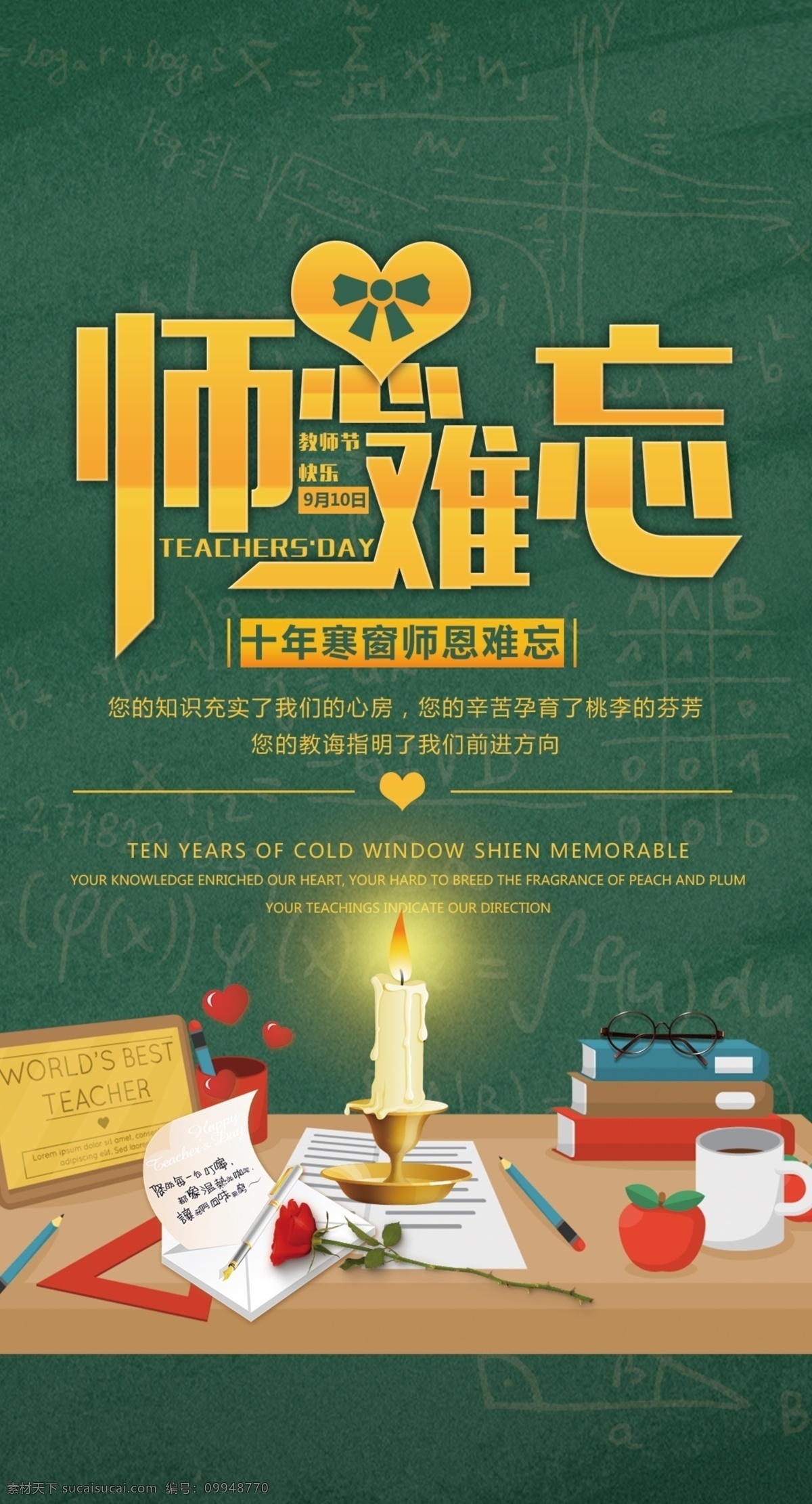 谢师宴 师恩难忘 蜡烛 黑板图案 学习素材 分层