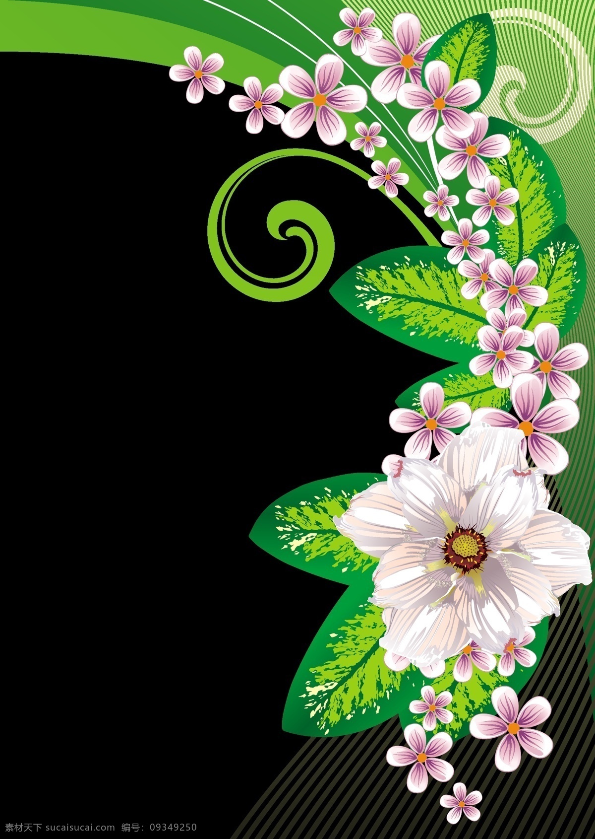 精美 花纹 矢量 包 包装 材料 花卉 精致 时尚 矢量鲜花 图案 叶子 动感的线条 绿色的叶子 线条流畅 矢量图 现代科技