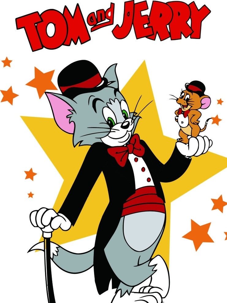 猫和老鼠 猫 老鼠 tom a d jerry 卡通 五角星 帽子 文字 印花 其他生物 生物世界 矢量