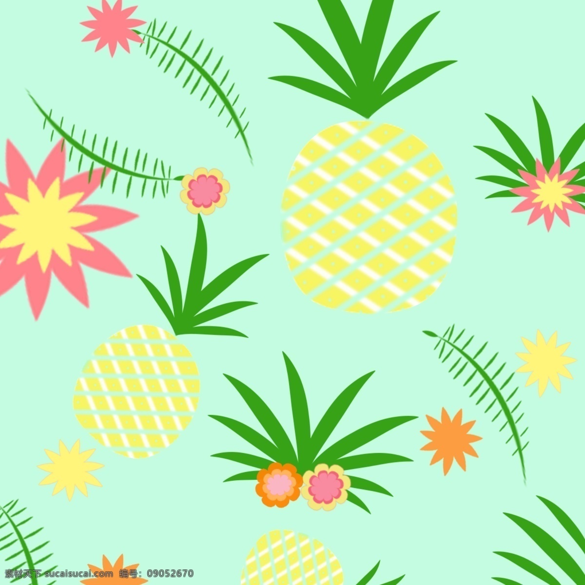 菠萝 插画 背景 植物 促销板块 时令水果 水果图片