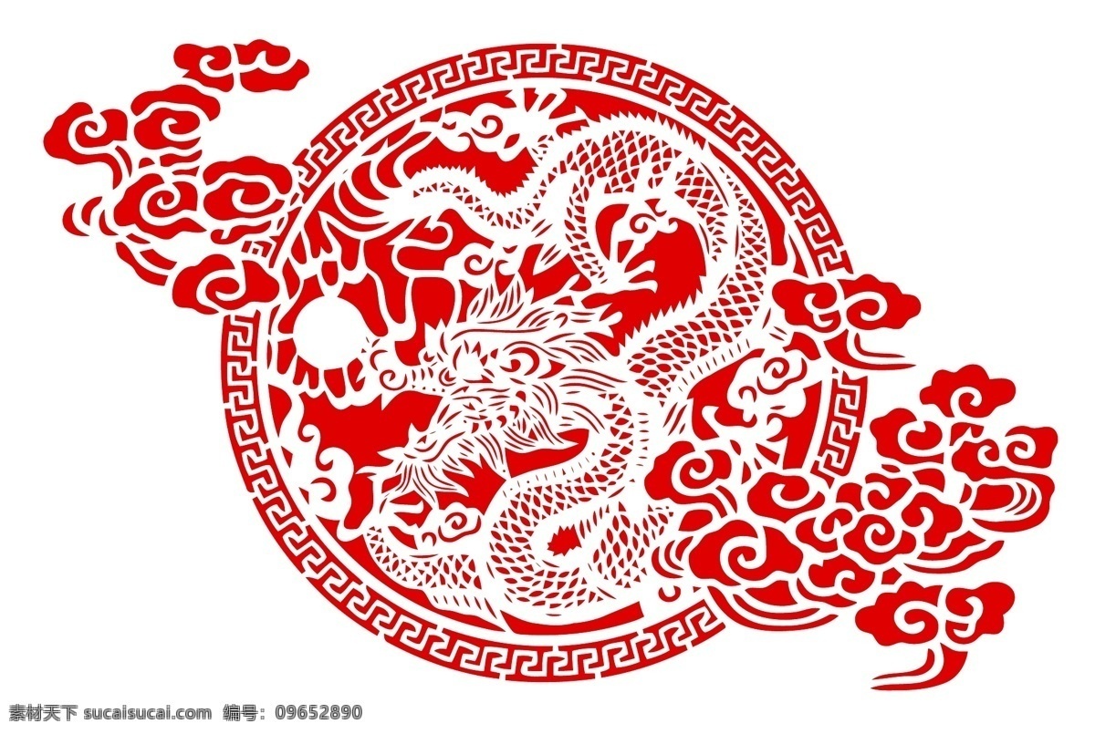 中国 龙 剪纸艺术 中国龙 剪纸 艺术 神龙 红色剪纸 矢量素材 矢量 白色