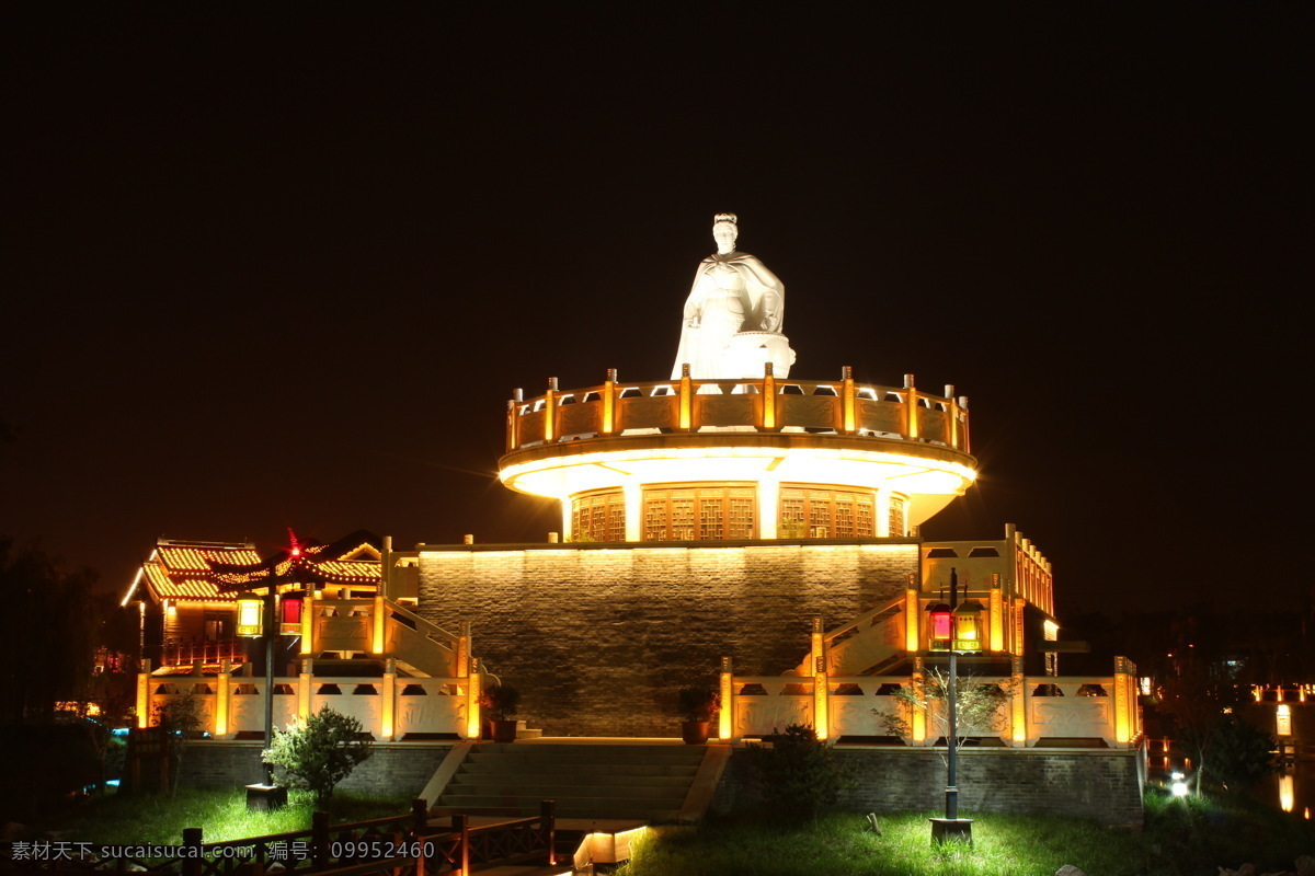 梁红玉 夜景 雕像 河下 楚州 名人 人文景观 旅游摄影