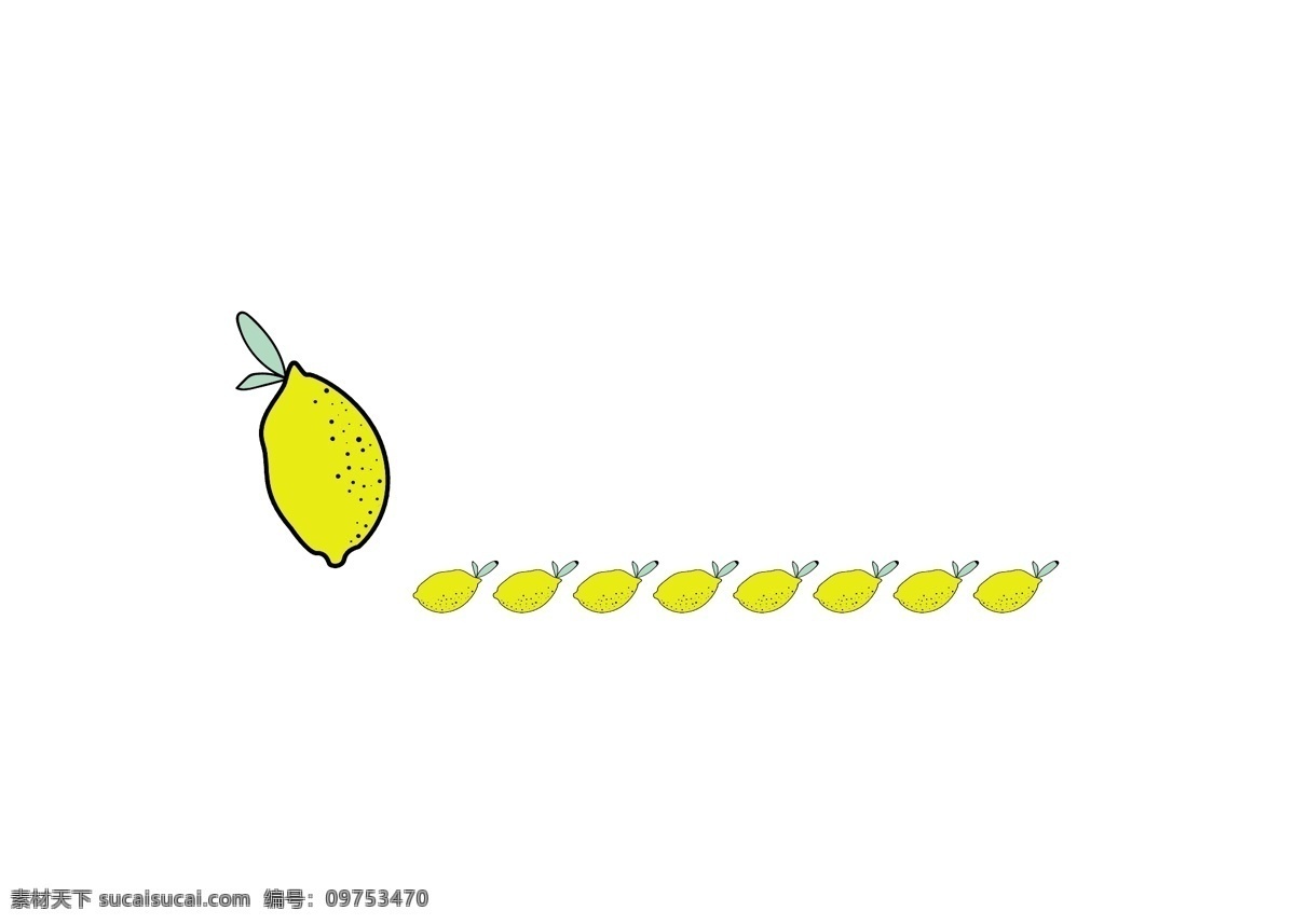 手绘 卡通 柠檬 分割线 插画
