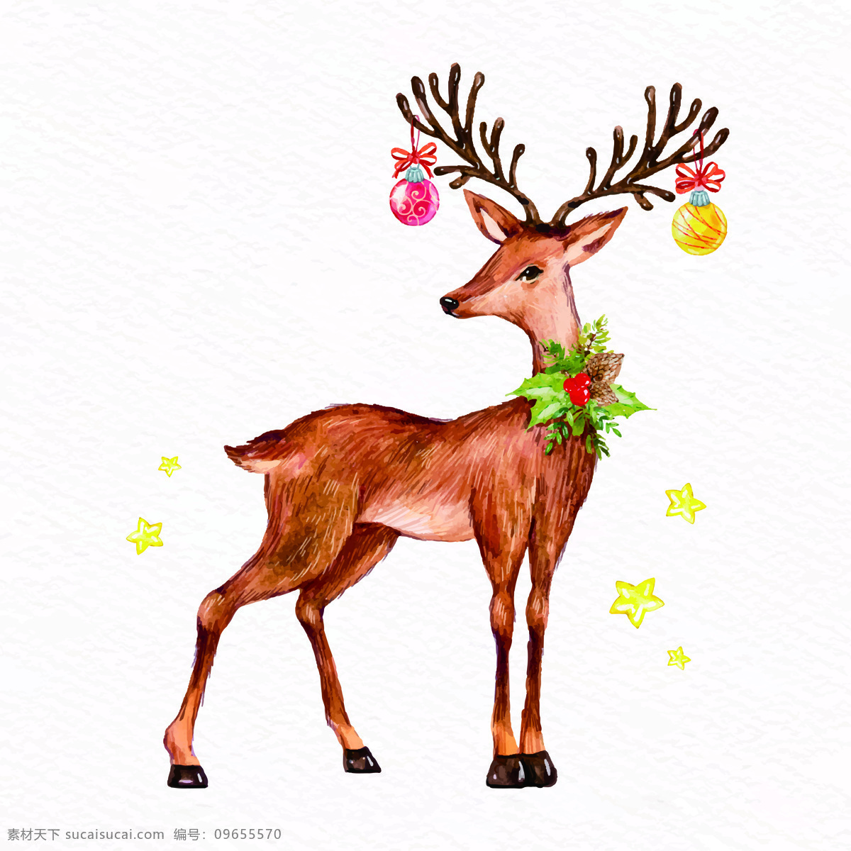 圣诞节 麋鹿 漫画 海报 节日 动物 元素 卡通漫画