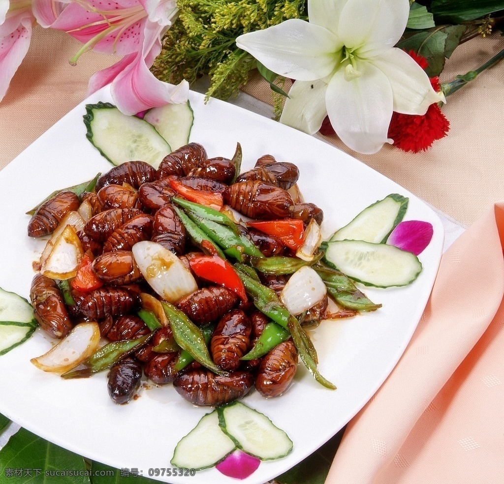 爆炒蚕蛹 高清 精致拍摄 菜单 菜牌 菜谱 传统美食 餐饮美食