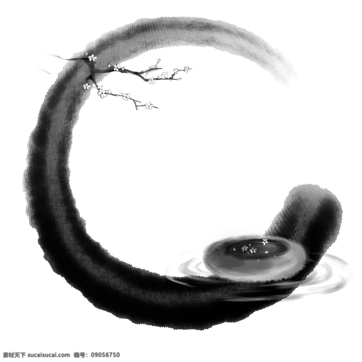 梅花 中 国风 边框 冬 水墨 落花 中国风
