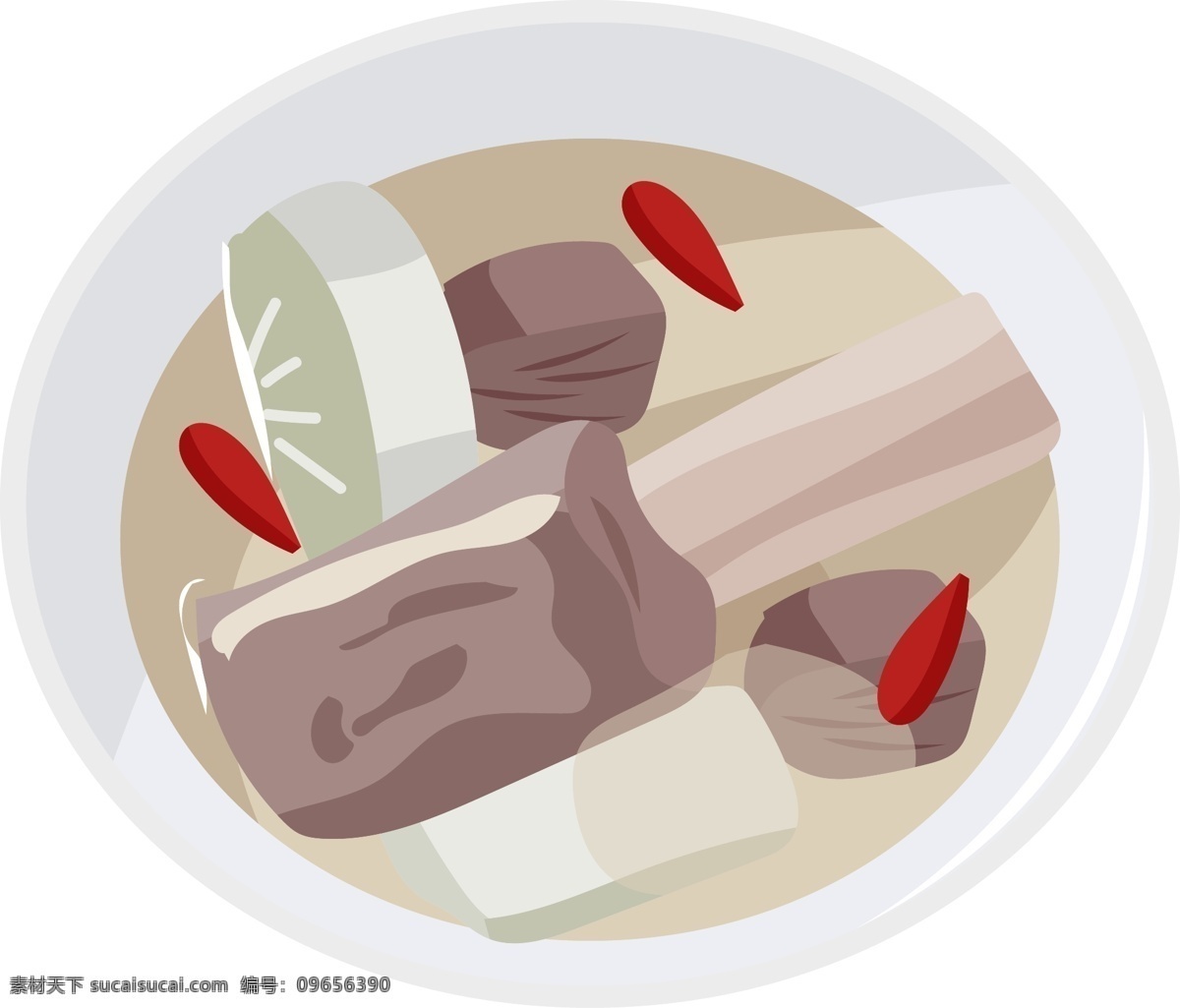 美味 排骨汤 插画 养生食物插画 美味的食物 食物插画 美味的排骨 枸杞 莲藕 卡通养生汤