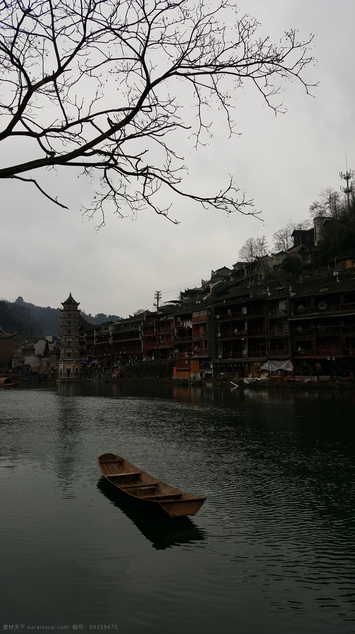 湖南 凤凰古城 古建筑 水 船 旅游摄影 国内旅游