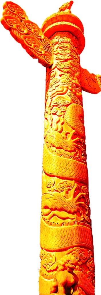 华表 龙柱 象征 浮雕 石柱 金色 国家 狮子 龙 柱子 党建 建设