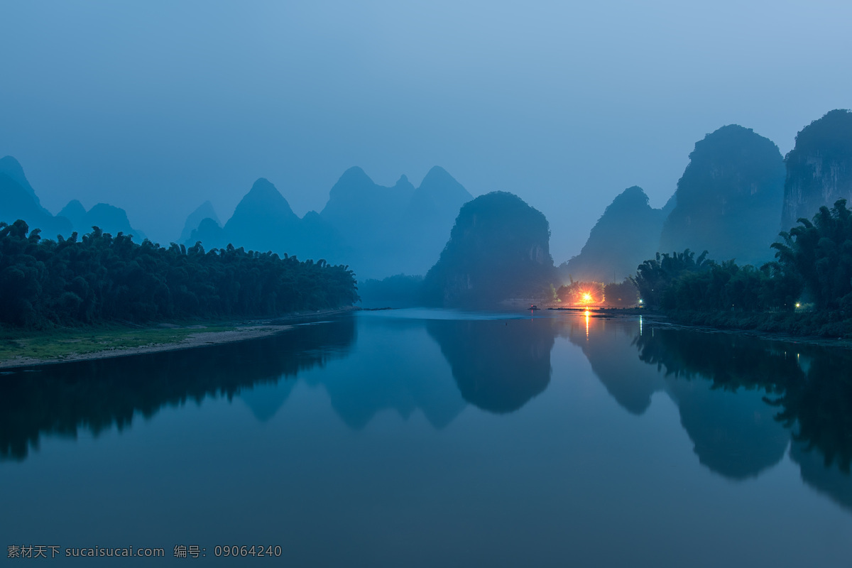 夜晚 漓江 风景 唯美 山水 夜景 灯光 自然景观 自然风景