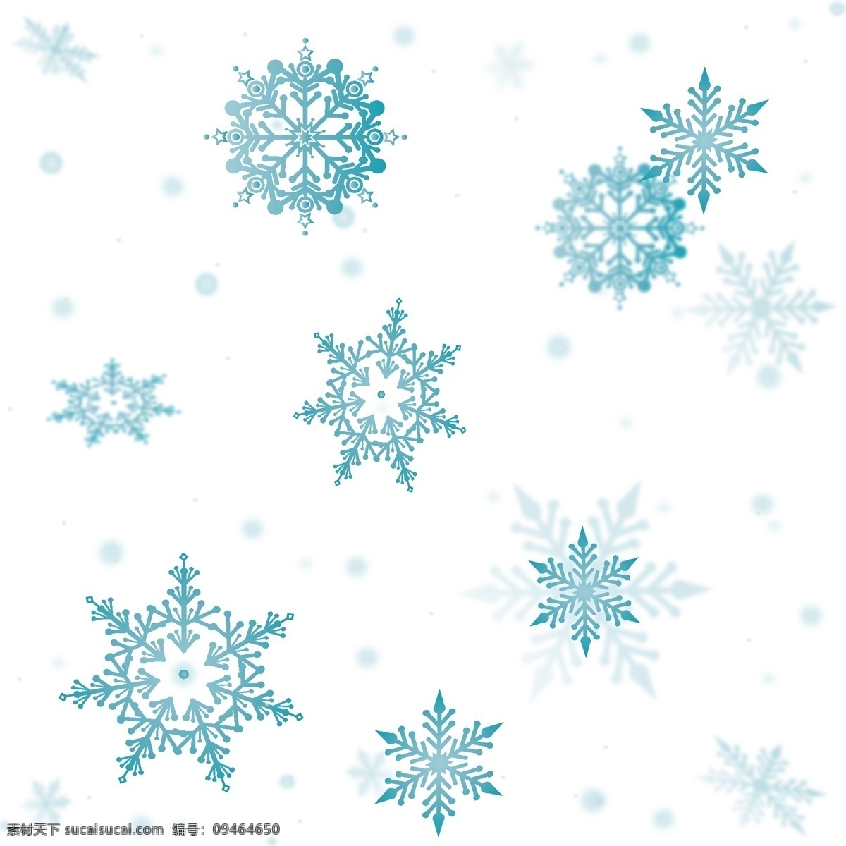 手绘 冬天 蓝色 漂浮 雪花 下雪 飘 雪 商用 元素 漂浮雪花 飘雪