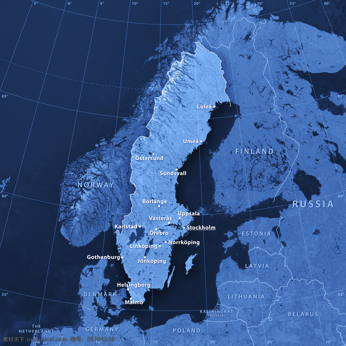 瑞典 地图 瑞典地图 3d渲染地图 蓝色地图 其他类别 地图图片 生活百科