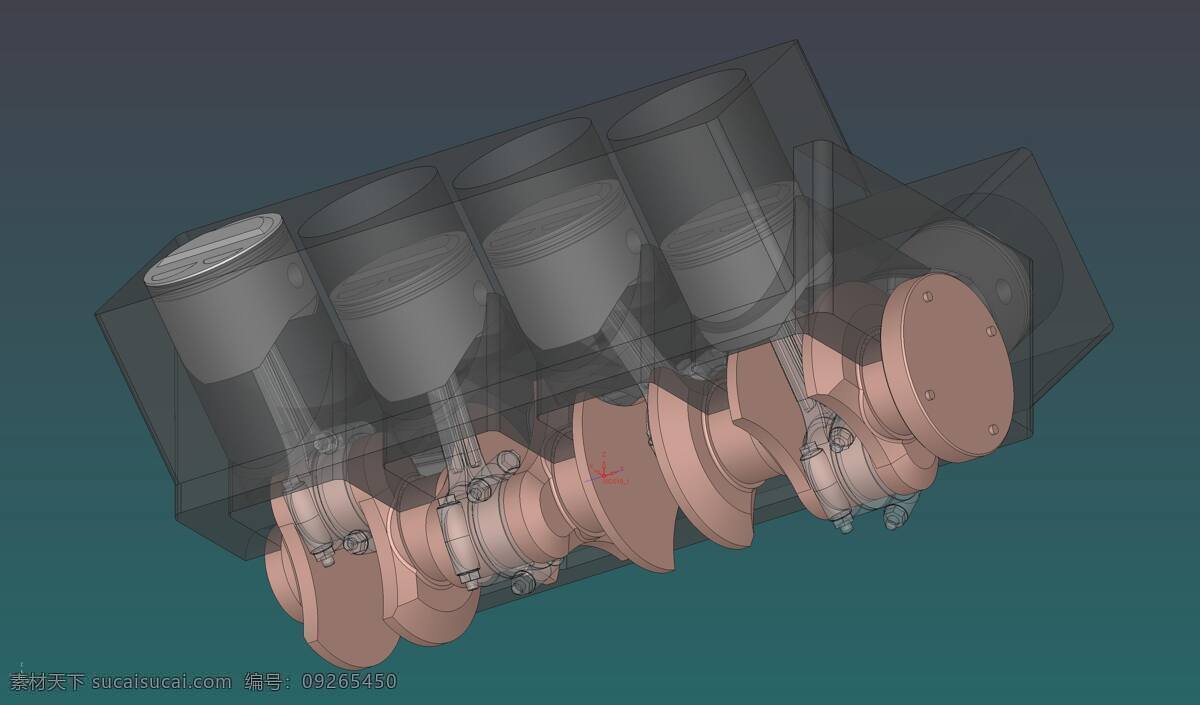 v8 引擎 核心 发动机 块 轴 曲轴 活塞 3d模型素材 其他3d模型