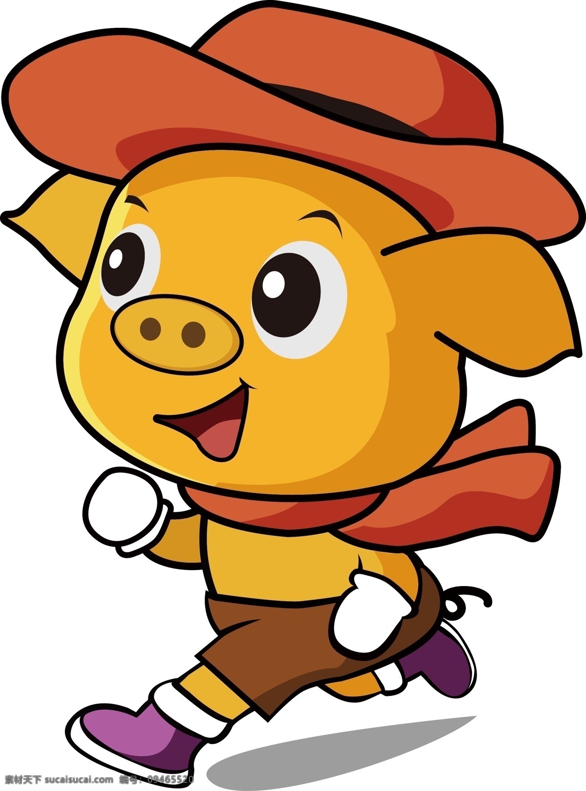 矢量猪 矢量 猪 小猪 奔跑 可爱的猪 卡通猪 橙色 黄色 萌萌的猪 logo 矢量素材 奔跑的猪 动漫动画