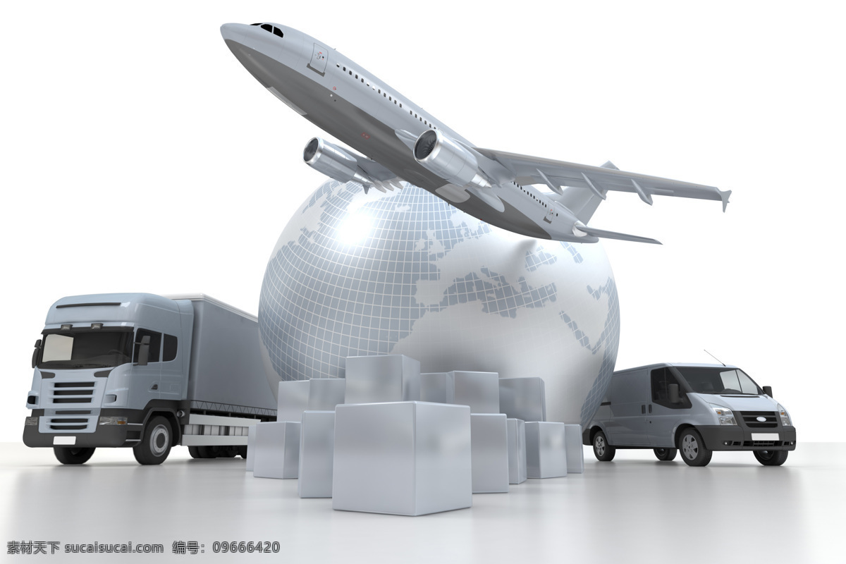 飞机 货车 交通运输 运输工具 快捷 方便 速度 物流 箱子 纸箱 汽车 地球 飞机图片 现代科技
