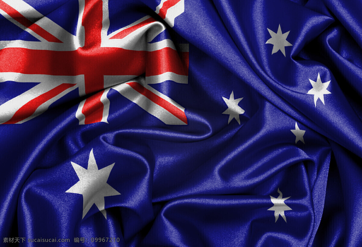 澳大利亚 国旗 国家 绸缎 布折 特写 绸缎国旗 国家的象征 澳大利亚国旗 国旗图片 生活百科