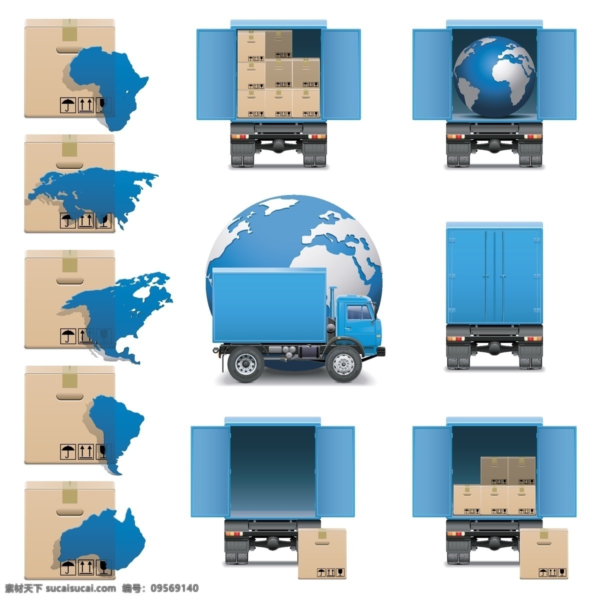 物流运输 图标 矢量 物流运输图标 包装箱 物流图标 物流标签 运输标识 货车 叉车 地球 箱子 标签素材 标志图标 其他图标