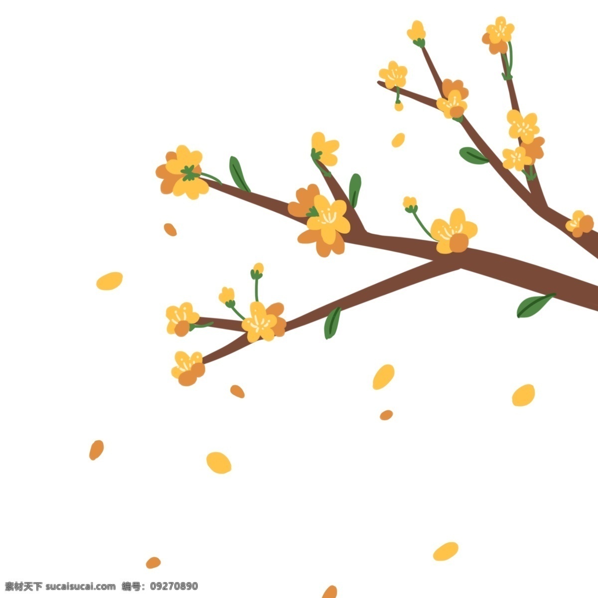 黄色 花瓣 装饰 插画 黄色的花瓣 漂亮的花瓣 创意花瓣 花瓣装饰 绿色的叶子 立体花瓣 花瓣插画