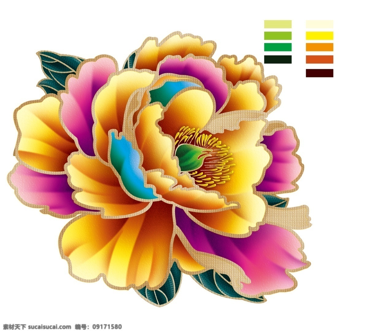 牡丹花 红牡丹 大花 花纹 彩色花纹 时尚花纹 分层 高清素材 高清花卉素材 金属牡丹花 月饼牡丹花