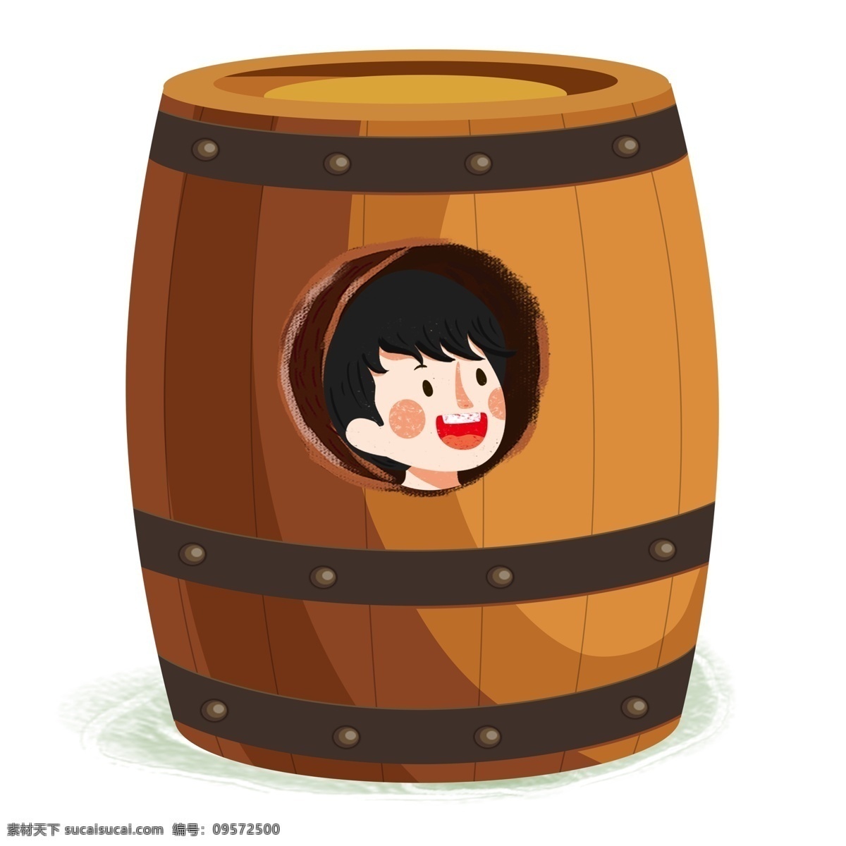 简约 木桶 里 男孩 透明 人元素 装饰元素 插画元素