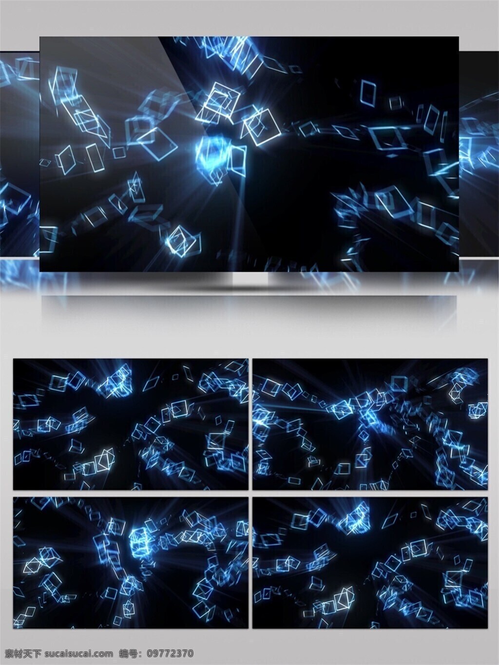 蓝色 空间 小 格子 高清 视频 3d视频素材 空间迷幻 蓝色方格 特效视频素材