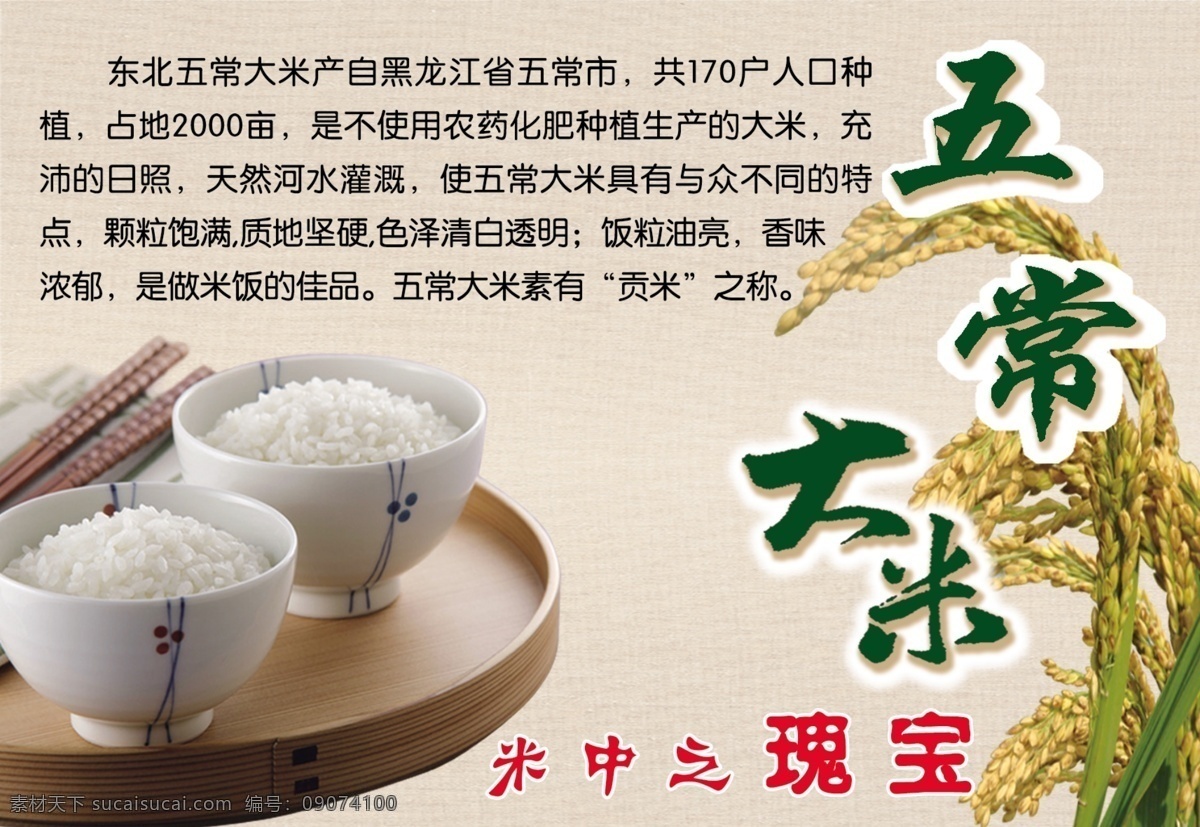 五常大米 大米 水稻 米饭 木制餐具 筷子 古典背景 灰色背景 dm宣传单 广告设计模板 源文件