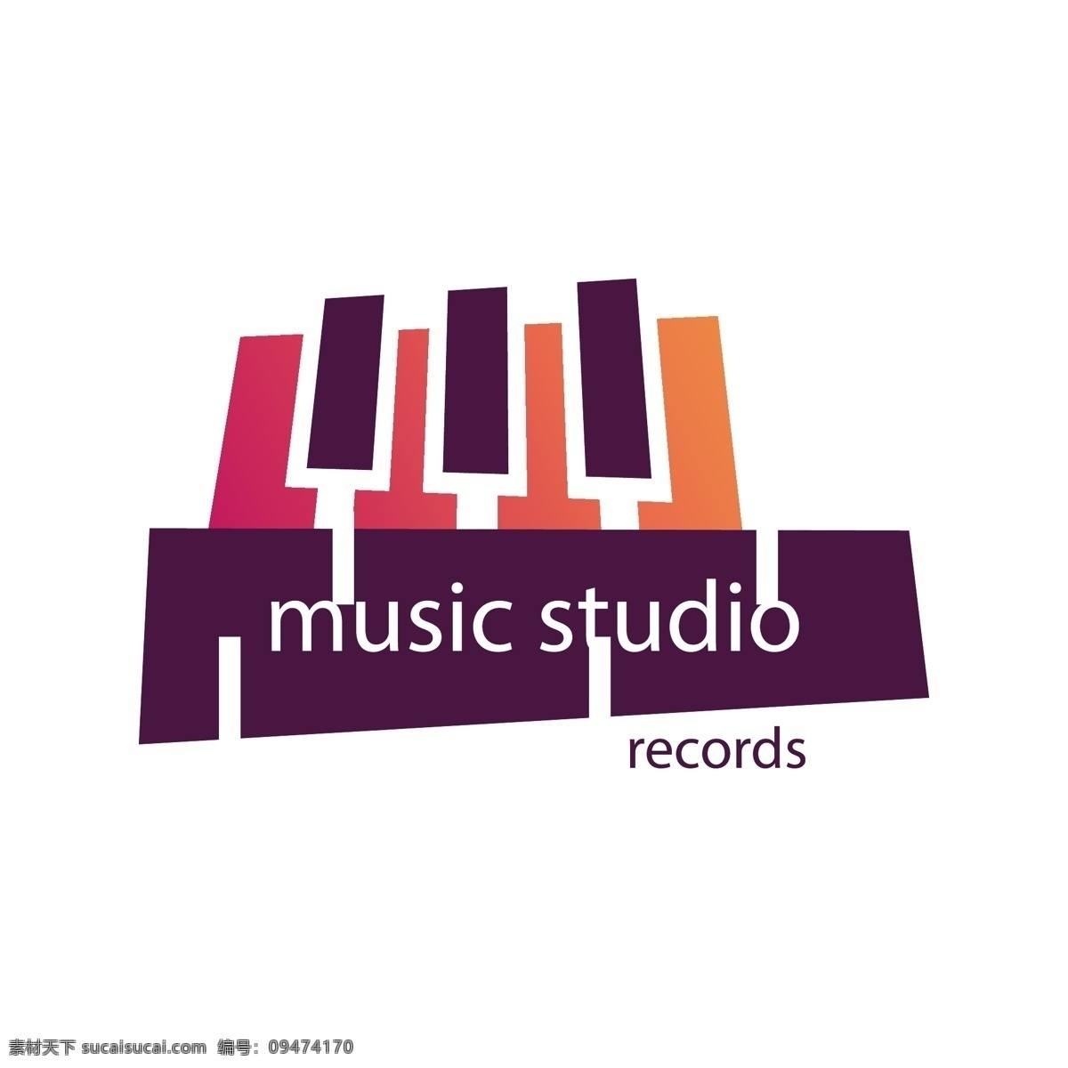 现代 风格 音乐 标志 logo 模板 现代风格 工作室 琴键 logo模板