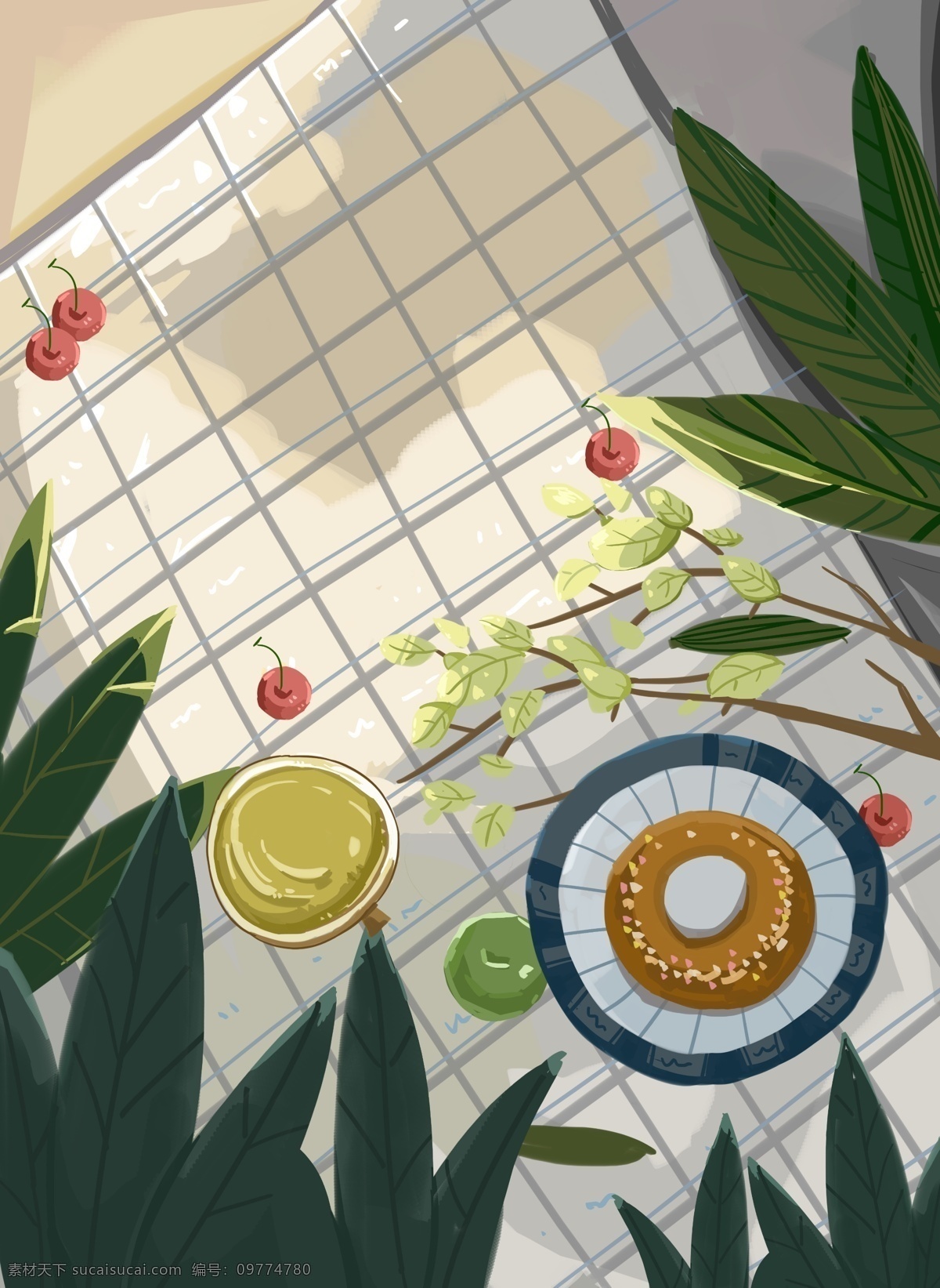 可爱 唯美 家居 美食 插画 背景 植物背景 插画背景 手绘背景 唯美背景 美食插画背景 通用背景