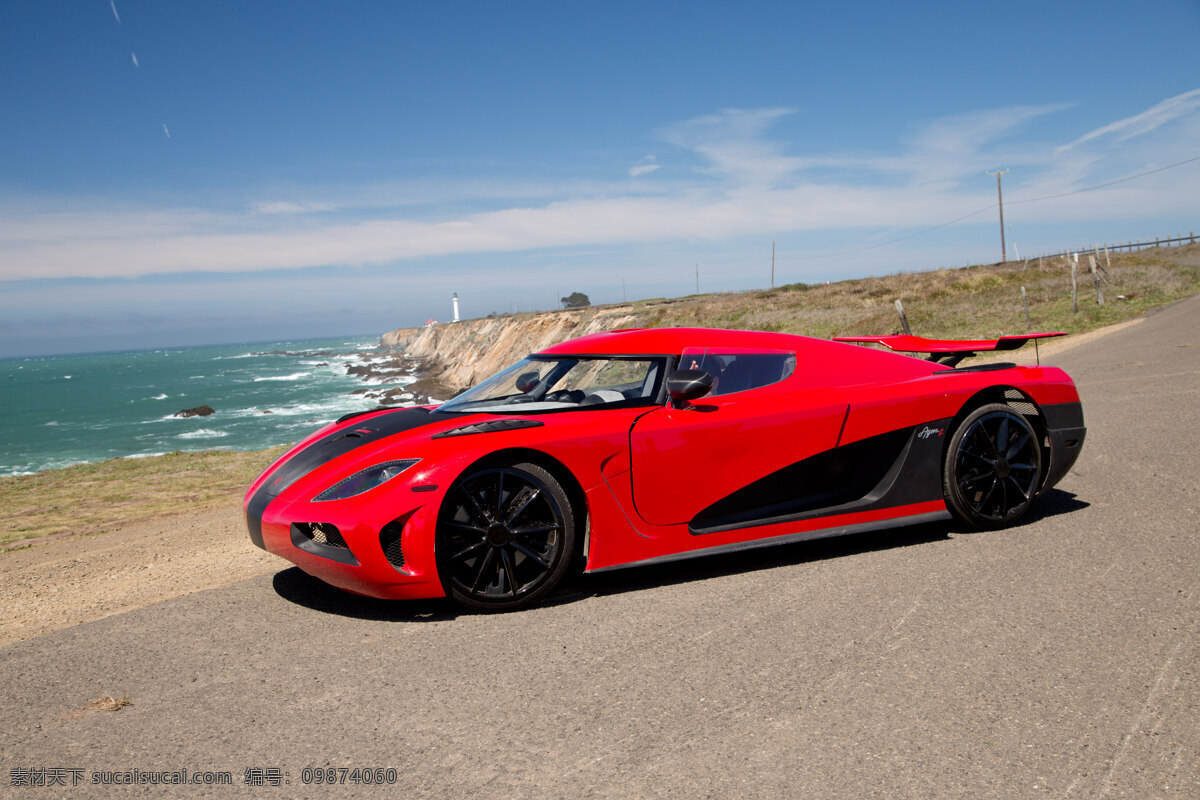 柯尼塞格 红色 海滩 跑车 超级跑车 双门跑车 汽车 现代科技 交通工具