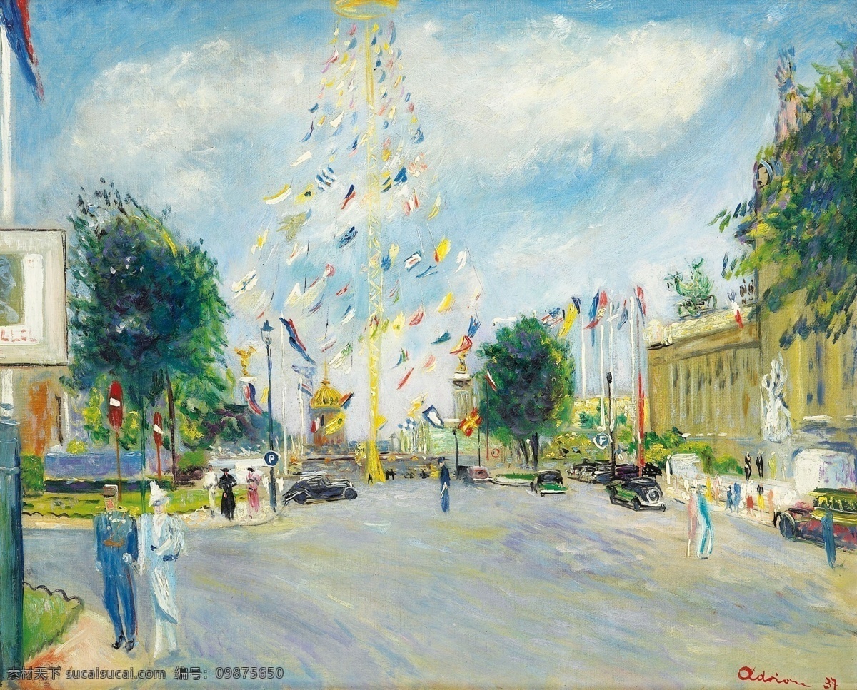 1937 大师 画家 风景画 静物 油画 建筑 装饰画 paris of exposition international adrion lucien 人物 高清 西方 国外 现代 家居装饰素材