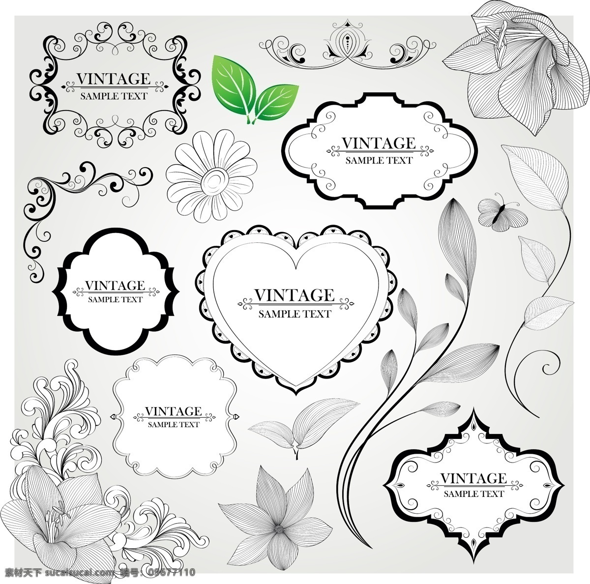 素描 花纹 线 稿 矢量图 其他矢量图
