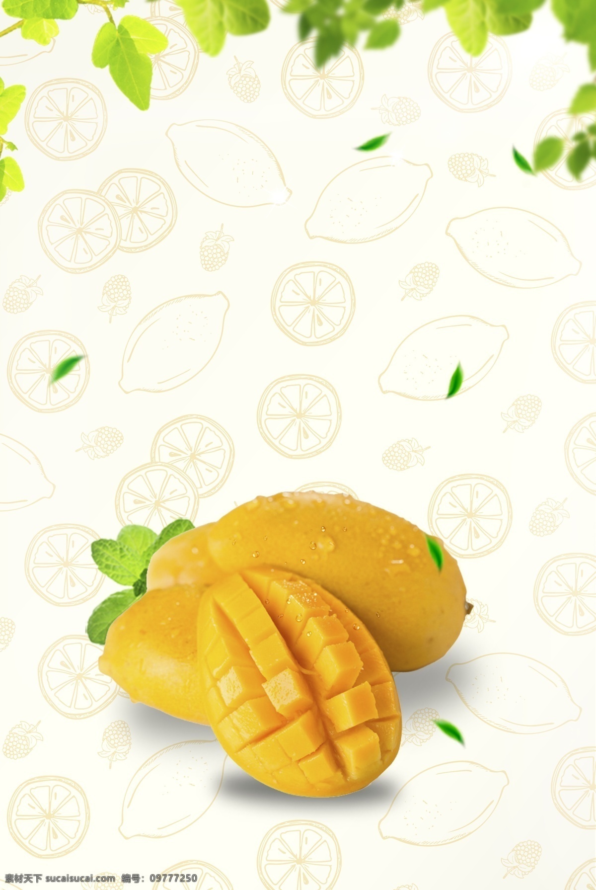 简单 美味 芒果 背景 夏天 夏季 清爽 水货 水果 果蔬 新鲜 五月水果 冰镇 西瓜