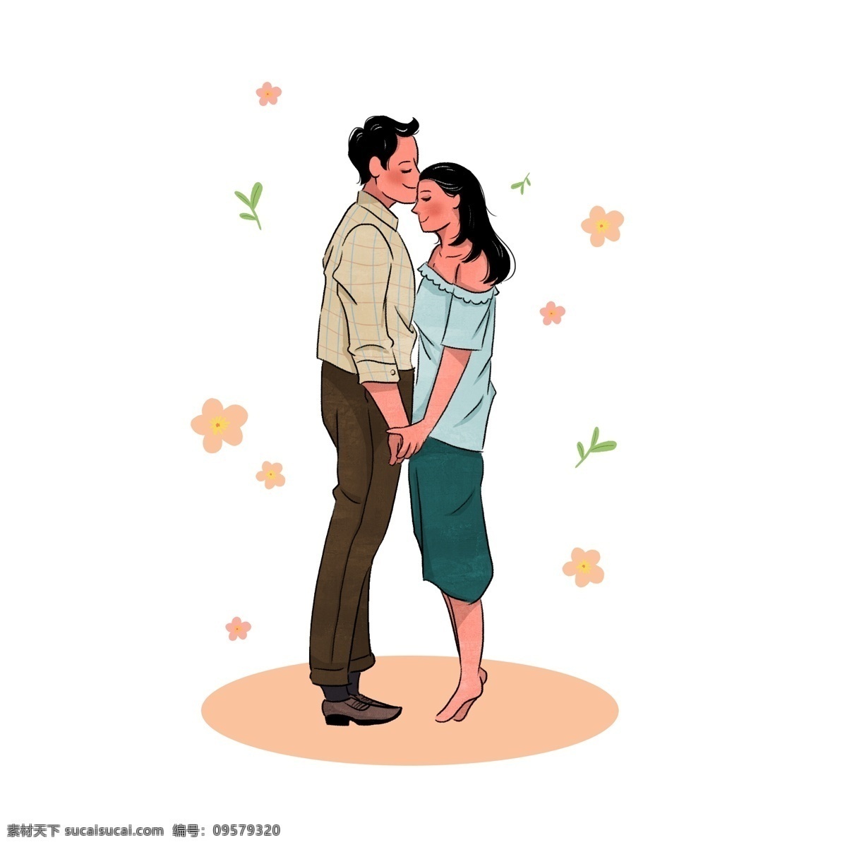 七夕节 亲密 相 拥 情侣 元素 情人节 拥抱 亲吻 爱人 爱情 卡通 可爱 手绘