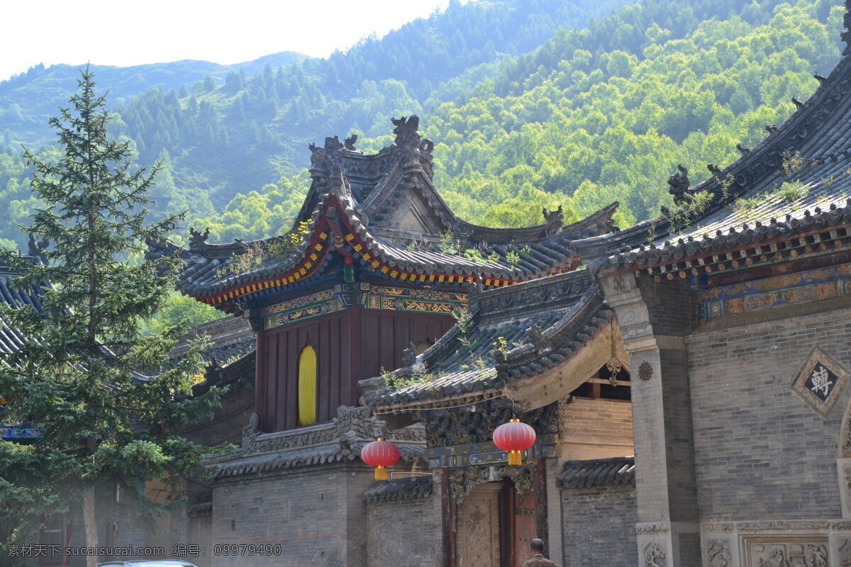 五台山寺庙 五台山 寺庙 青山 绿水 古朴 风韵 自然景观 建筑景观 灰色
