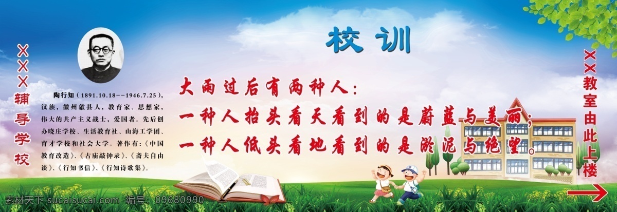 校园展板 标语 辅导学校 校训 校园 分层