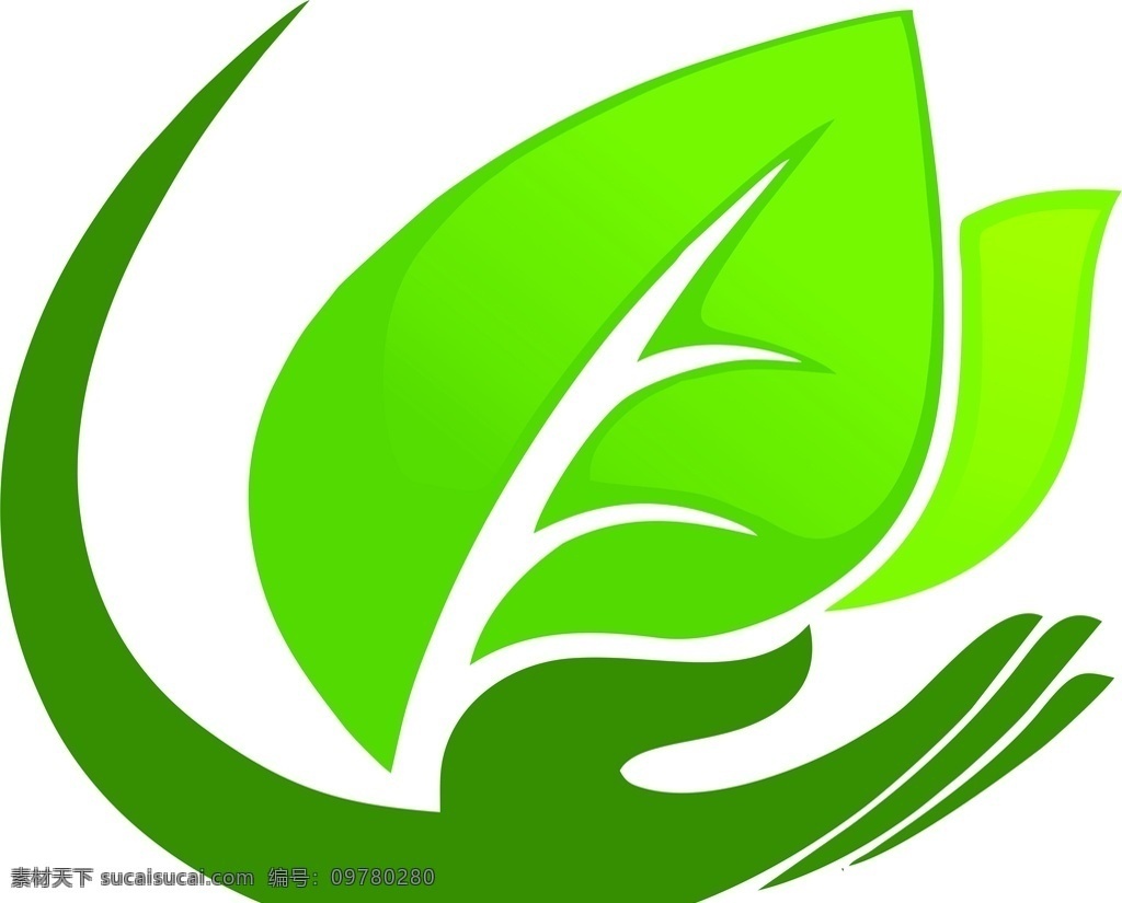 手 公益 绿叶 环保 logo 标志图标 其他图标
