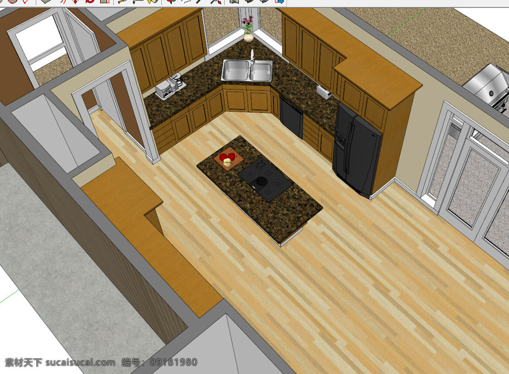 家居橱柜模型 厨房 模型 厨房模型 厨柜设计 skp 白色