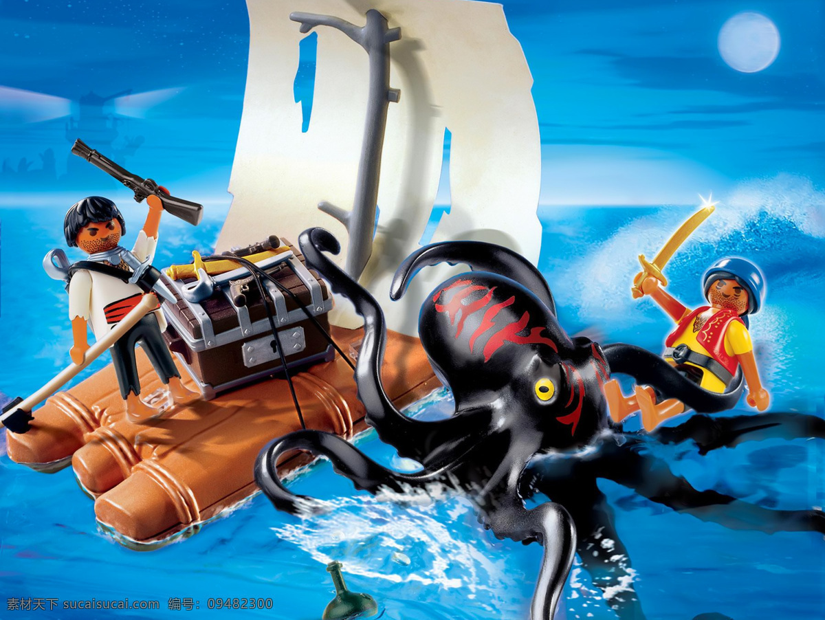 卡通 猎人 乌贼 卡通猎人 帆船 卡通动物 章鱼 宝藏 卡通玩具 卡通人物 人物图片