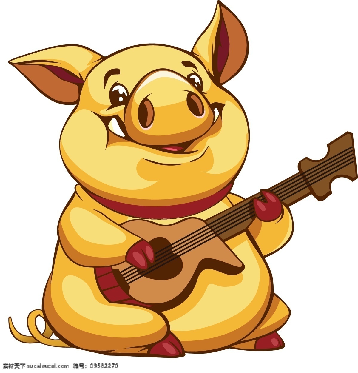 弹 吉他 金 猪 矢量图 弹吉他 2019年 猪年 金猪 金色 卡通金猪 卡通矢量 猪猪 手绘 手绘猪
