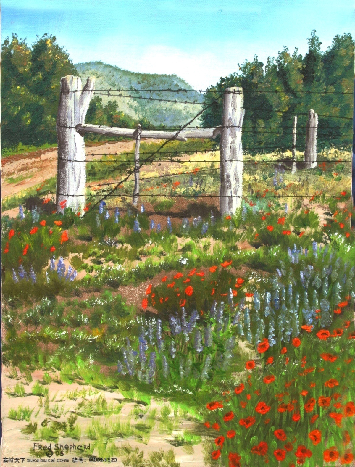 花朵 花园 油画 风景油画 写生 外国油画 绘画 绘画书法 文化艺术
