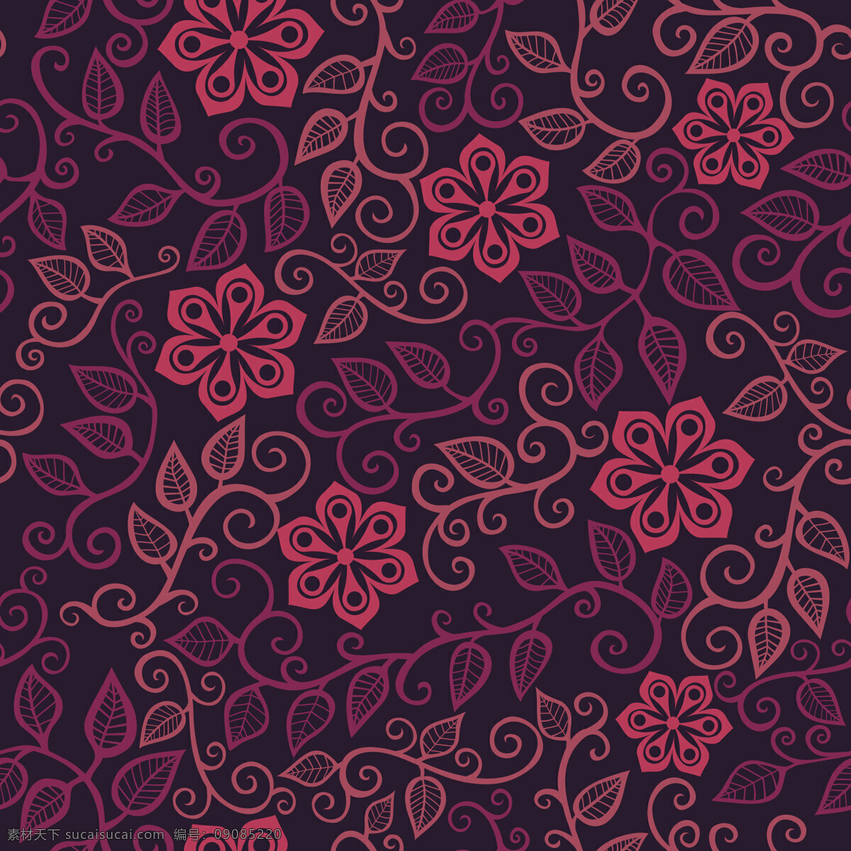 五颜六色 花 无缝 模式 中 的卡 通 风格 用于 墙纸 紫色