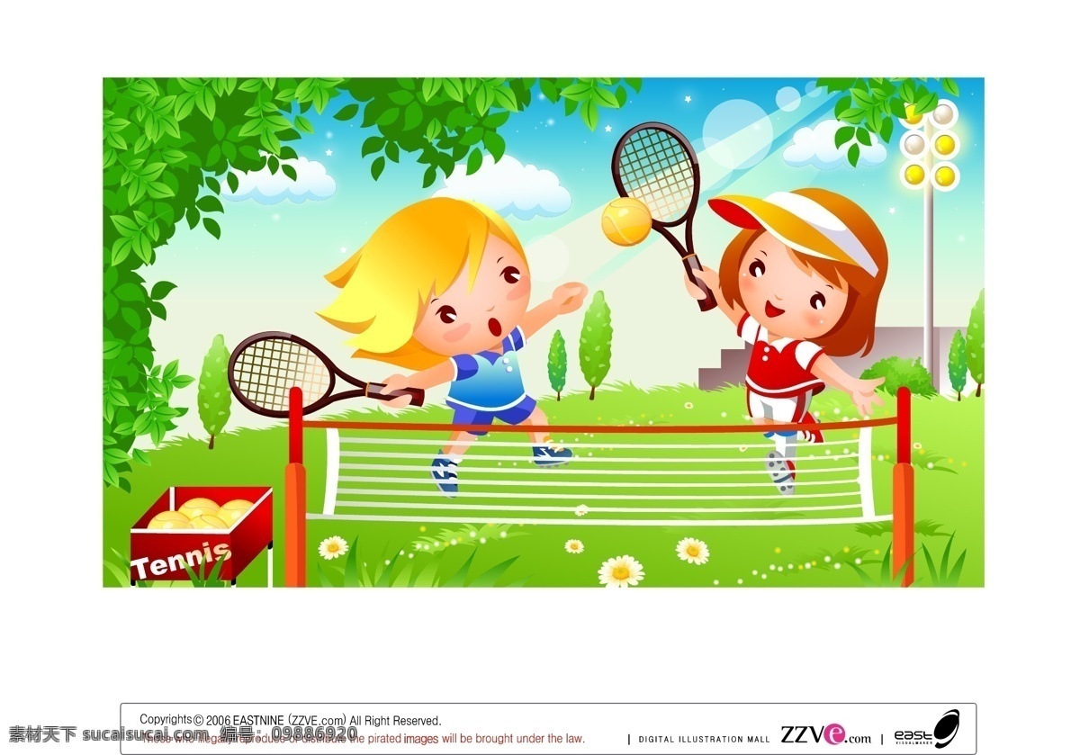 儿童网球运动 网球 矢量人物 儿童幼儿 矢量图库