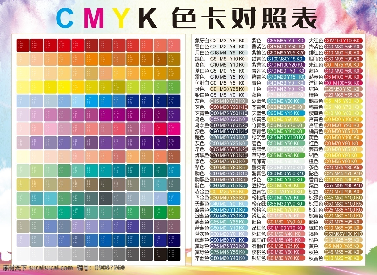 印刷 颜色 对照表 cmyk色卡 彩色 色卡 色环