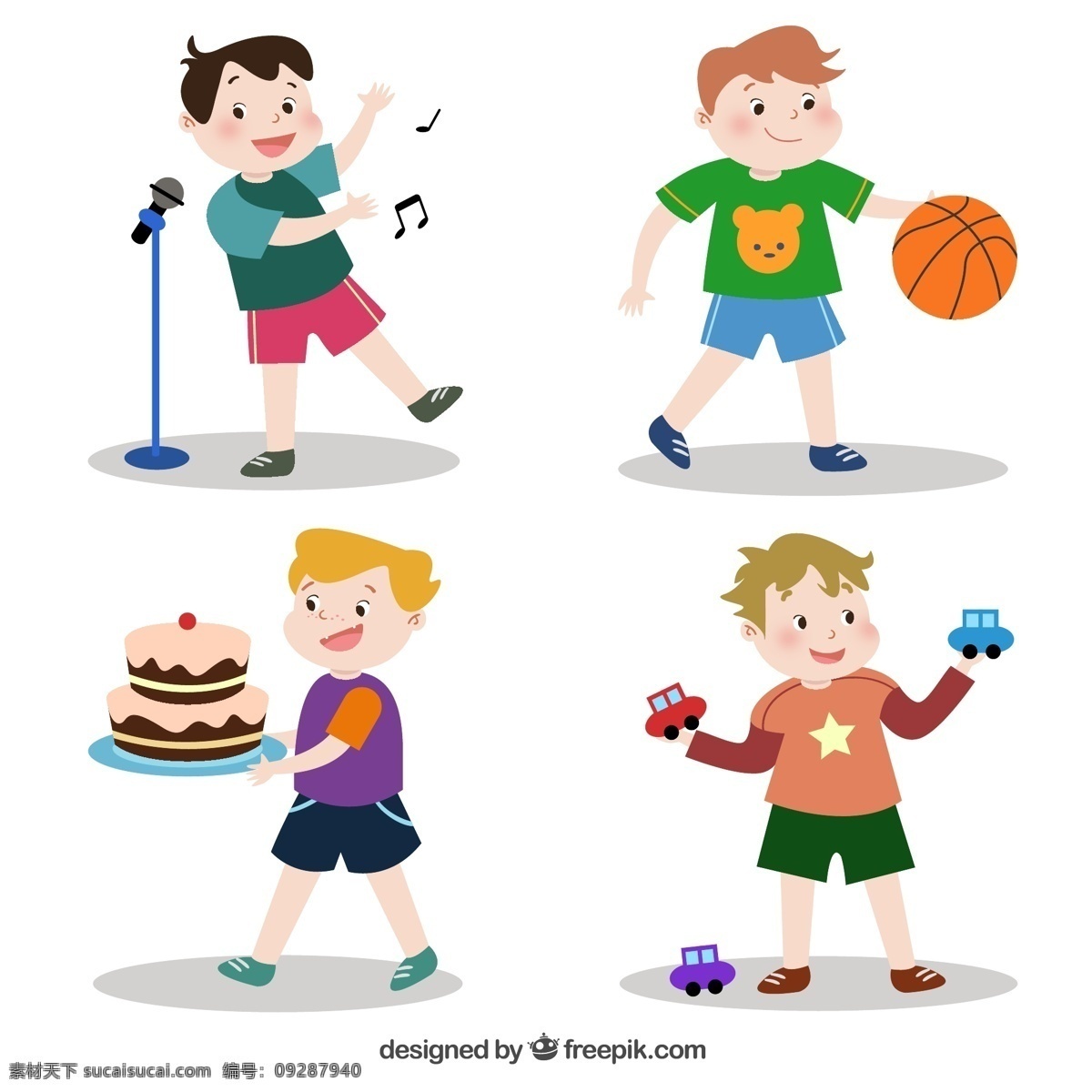 款 可爱 运动 男孩 唱歌 音符 音乐 话筒 篮球 蛋糕 车 玩具 人物 动漫动画 动漫人物
