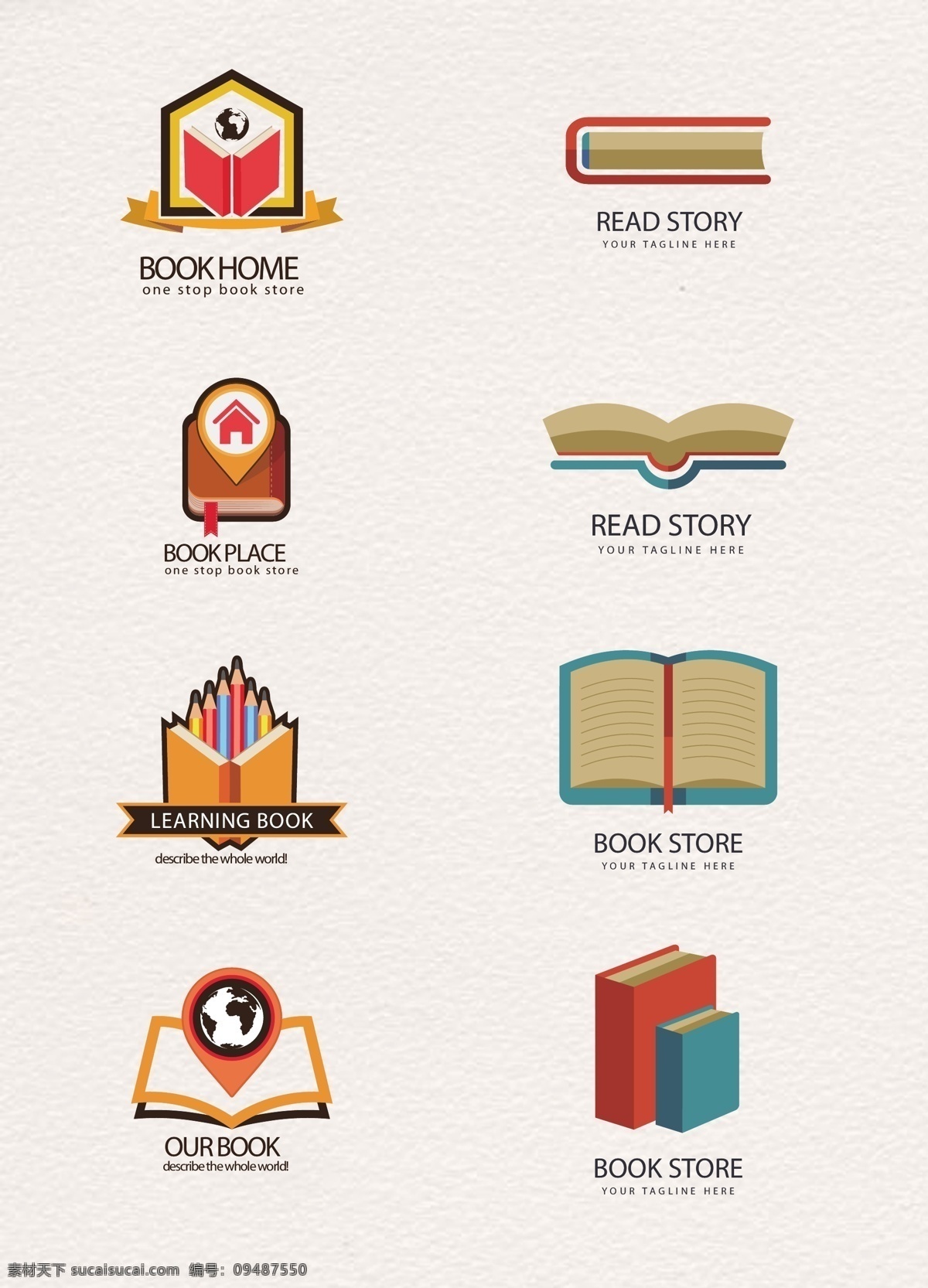 彩绘 矢量 书籍 logo 教育 学习 书本 标识 阅读 读书