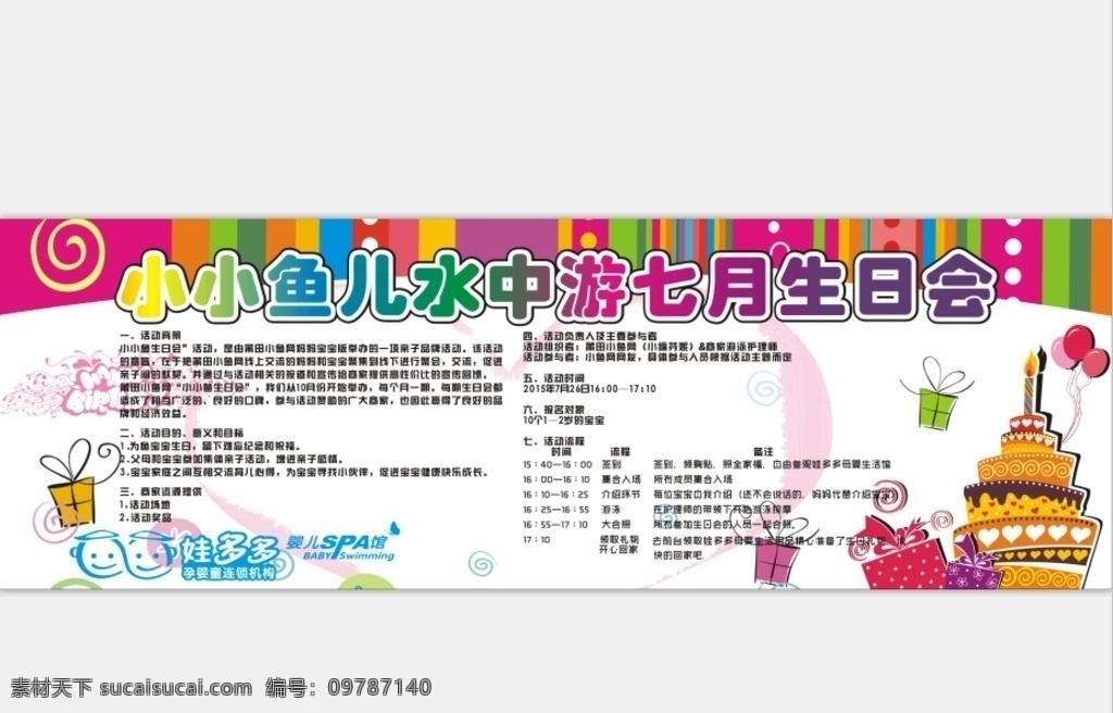 小鱼儿生日会 儿童生日会 生日会海报 卡通海报 生日海报 生日会背景